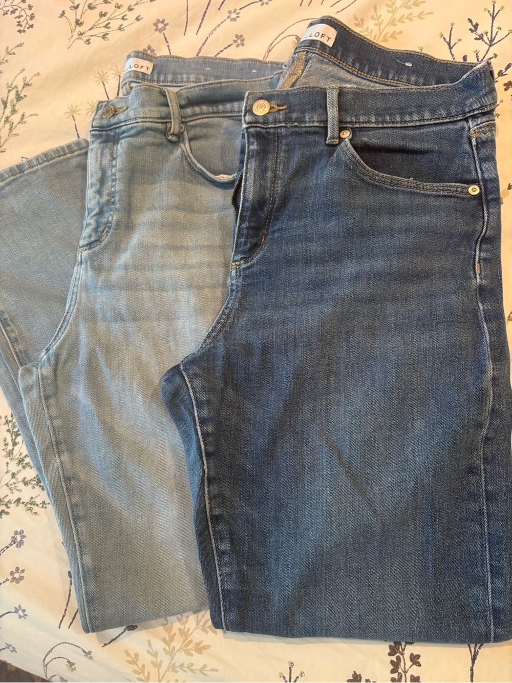 LOFT Skinny Jeans Duo in Dark Blue and Light Blue Washes